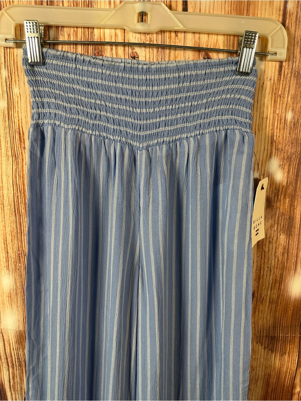 NWT Billabong Light Blue Striped Wide-Leg Pants - Women Size Small - Picture 4 of 16